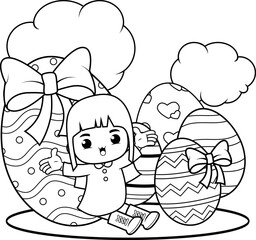 Easter Girl Coloring Page For Kids