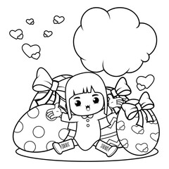 Easter Girl Coloring Page For Kids