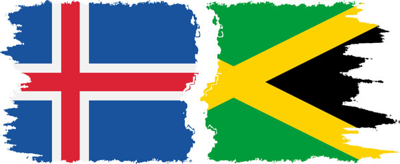Jamaica and Iceland grunge flags connection vector