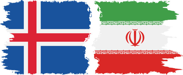 Iran and Iceland grunge flags connection vector - obrazy, fototapety, plakaty