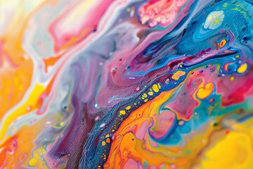 Fototapeta premium Vivid colors swirling in an abstract fluid art