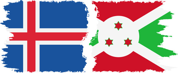 Burundi and Iceland grunge flags connection vector