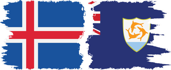 Anguilla and Iceland grunge flags connection vector