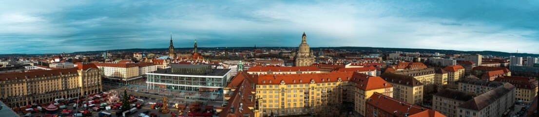 Naklejka na ściany i meble Scenic panoramic view of the Dresden skyline. Germany.
