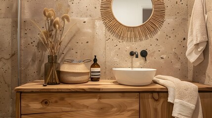 Sustainable Wooden Vanity Bathroom Design with Eco-friendly Touches and Contemporary Elegance