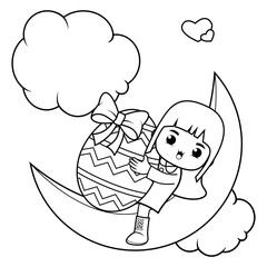 Easter Girl Coloring Page For Kids