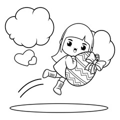 Easter Girl Coloring Page For Kids