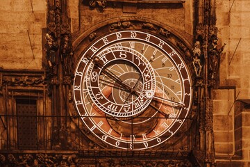 Prague Astronomical Clock at night.