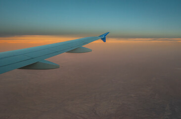 Flying over Mexico at the sunrise