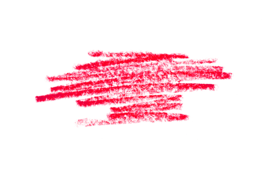 A red pencil stroke on a transparent background creates a simple yet striking drawing. This minimalist design can be used for illustrations, logos, brand graphics, and more.