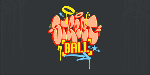 Abstract Hip Hop Hand Written Urban Street Art Graffiti Style Word Streetball Vector Illustration
