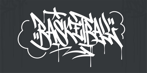 Cool Trendy Abstract Hip Hop Urban Street Art Graffiti Style Word Basketball Vector Illustration