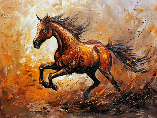 Painting horse wall art, a symbol of progress and strength