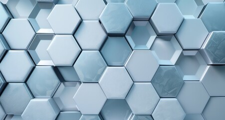 Silver hexagons abstract 3D background with a futuristic and geometric design, perfect for modern digital projects - obrazy, fototapety, plakaty