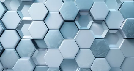 Fotobehang Silver hexagons abstract 3D background with a futuristic and geometric design, perfect for modern digital projects © Lars