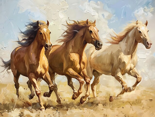 Obraz na płótnie Canvas Painting horse wall art, a symbol of progress and strength