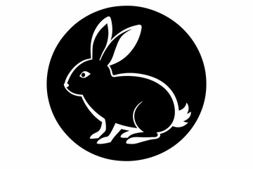 rabbit image circle logo silhouette black vector illustration