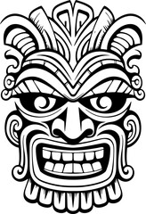 Handdrawn tiki mask drawing