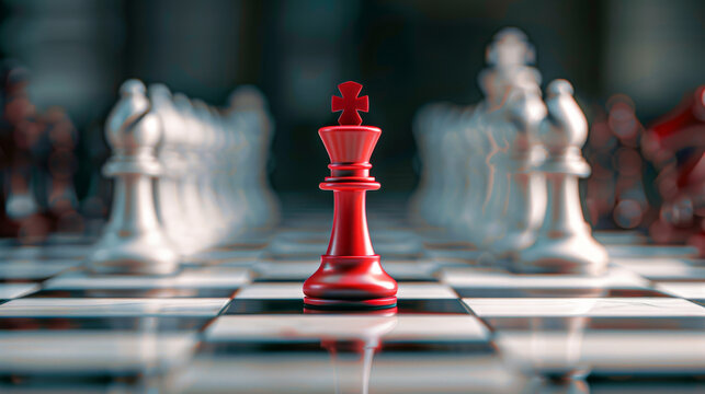 A striking image of a single red chess piece a queen