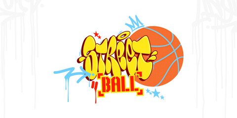 Cool Trendy Abstract Hip Hop Urban Street Art Graffiti Style Word Streetball Vector Illustration