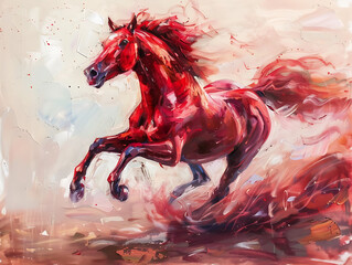 Painting horse wall art, a symbol of progress and strength