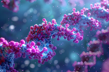 Fototapeta na wymiar Digital Illustration of Glowing DNA Helix Structure