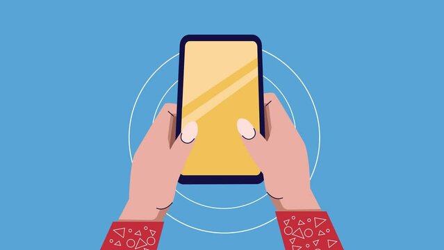 Fast Hand playing on smartphone video motion animation