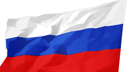 Waving realistic russian flag isolated on white background. Vector illustration.