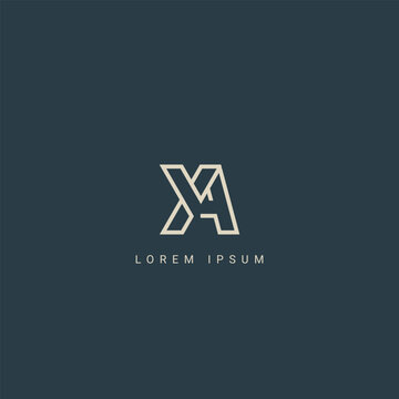 Minimal creative initial based YA logo and AY logo. Letter AY YA creative elegant monogram white color on black background