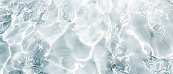 Abstract white clear water texture background with ripples and waves, top view. Minimalist and clean background.