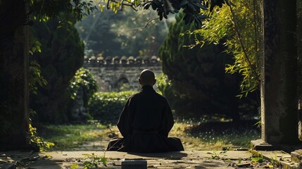 Craft a reflective scene in which Death, in the guise of a humble monk