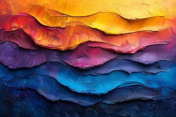 Vivid textured layers of paint on canvas
