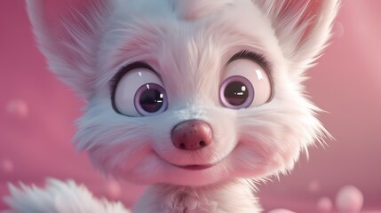 Child canine with soft white animation canine closeup pink foundation
