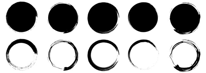 Set of grunge circle brush. Vector illustration