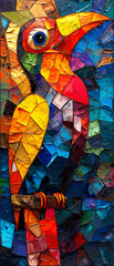 Colorful stained-glass window of parrot bird. Abstract background. - 769727901