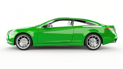 Naklejka premium Isolated Green Car for Transportation: White Luxury Automobile for Fast Speeds