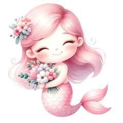 Enchanting Mermaid: A Whimsical Underwater Fantasy watercolor transparent background