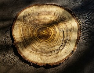 The cross-section of a willow tree, where the rings seem to flow like water, reflecting the willow's affinity for wet environments, with subtle color variations mimicking ripples.