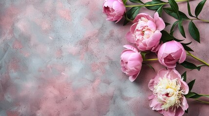 Exquisite Pink Peonies on a Vintage Background, Commemorating the Special Days of Women and Mothers
