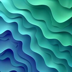 Fototapeta premium A digital art composition featuring an abstract background with swirling waves of light blue and green, resembling flowing fabric.