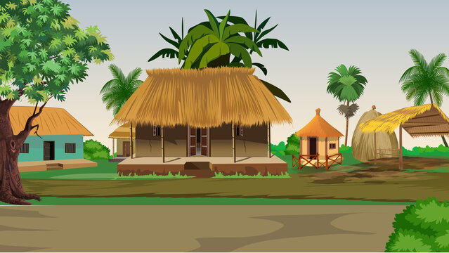 Indian village house background for cartoon animation | Background | cartoon | Animation