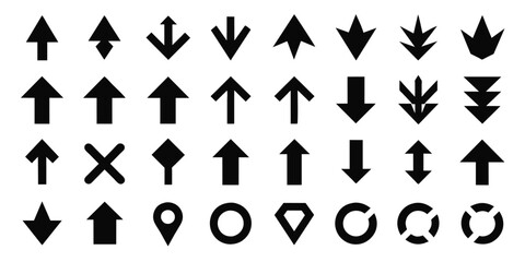 Arrows set of hundred black icons. Arrow icon. Arrow vector collection. Arrow. Cursor. Modern simple arrows. Vector illustration - obrazy, fototapety, plakaty