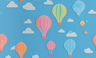 Zelfklevend Fotobehang Luchtballon Balloons. Abstract seamless pattern. AI generated.