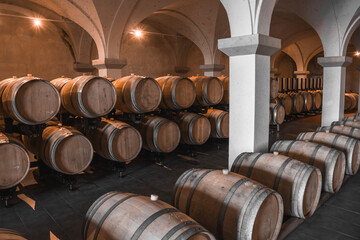 wine celler in zala county Hungary elegant with many barrels