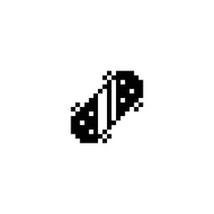 Fototapeta premium Skateboard emoji, pixel art style icon. Elements for web, sport activities, logo. Skiing equipment isolated on white background vector illustration. 