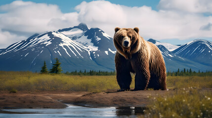 Majestic Giant, A Bear in Alaskan Wilderness. generative ai