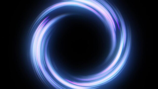 Animated illustration circle energy hole on black background