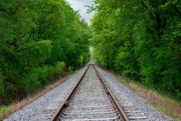 Fototapeta premium Abandoned railroad tracks in Hopkinsville, Kentucky