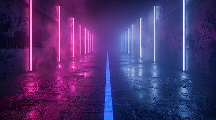 Futuristic_Sci-Fi Abstract Blue And Purple Neon Light background, generative Ai