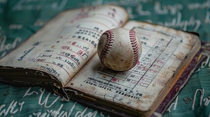 Close up of baseball on baseball field.